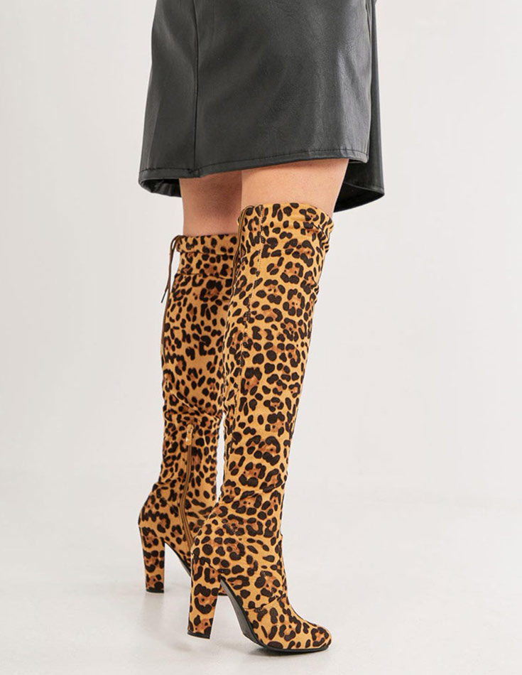 Ψηλές leopard μπότες over the knee 