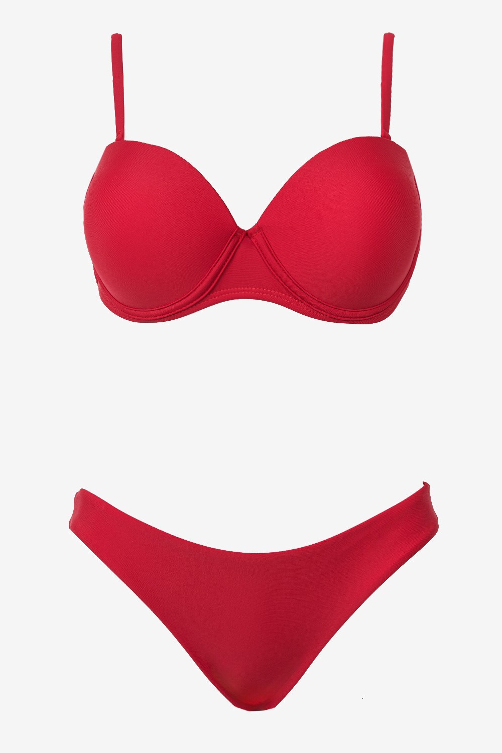  Μαγιό Μπικίνι Σετ Ψηλόμεσο Push up με Μπανέλα 022726 ΚΟΚΚΙΝΟ 2025