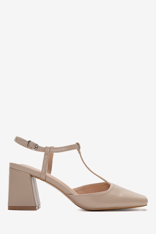 Γόβες Slingback με Χοντρό Τακούνι & Μπαρέτα
