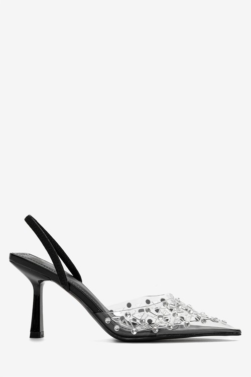 Μυτερές Γόβες Slingback με Διαφάνεια & Στρας