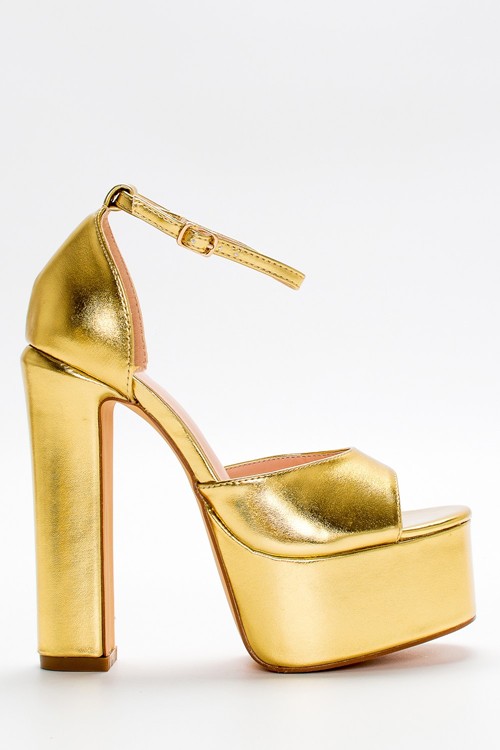 Ψηλά Πέδιλα Peep Toe με Χοντρό Τακούνι & Ψηλή Φιάπα