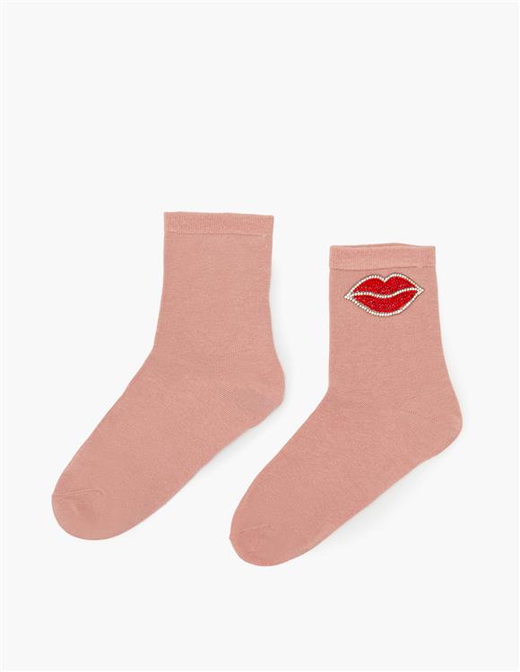 Μονόχρωμη Κάλτσα με Χείλη